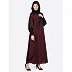 Party wear kaftan with patch work- Wine and Black